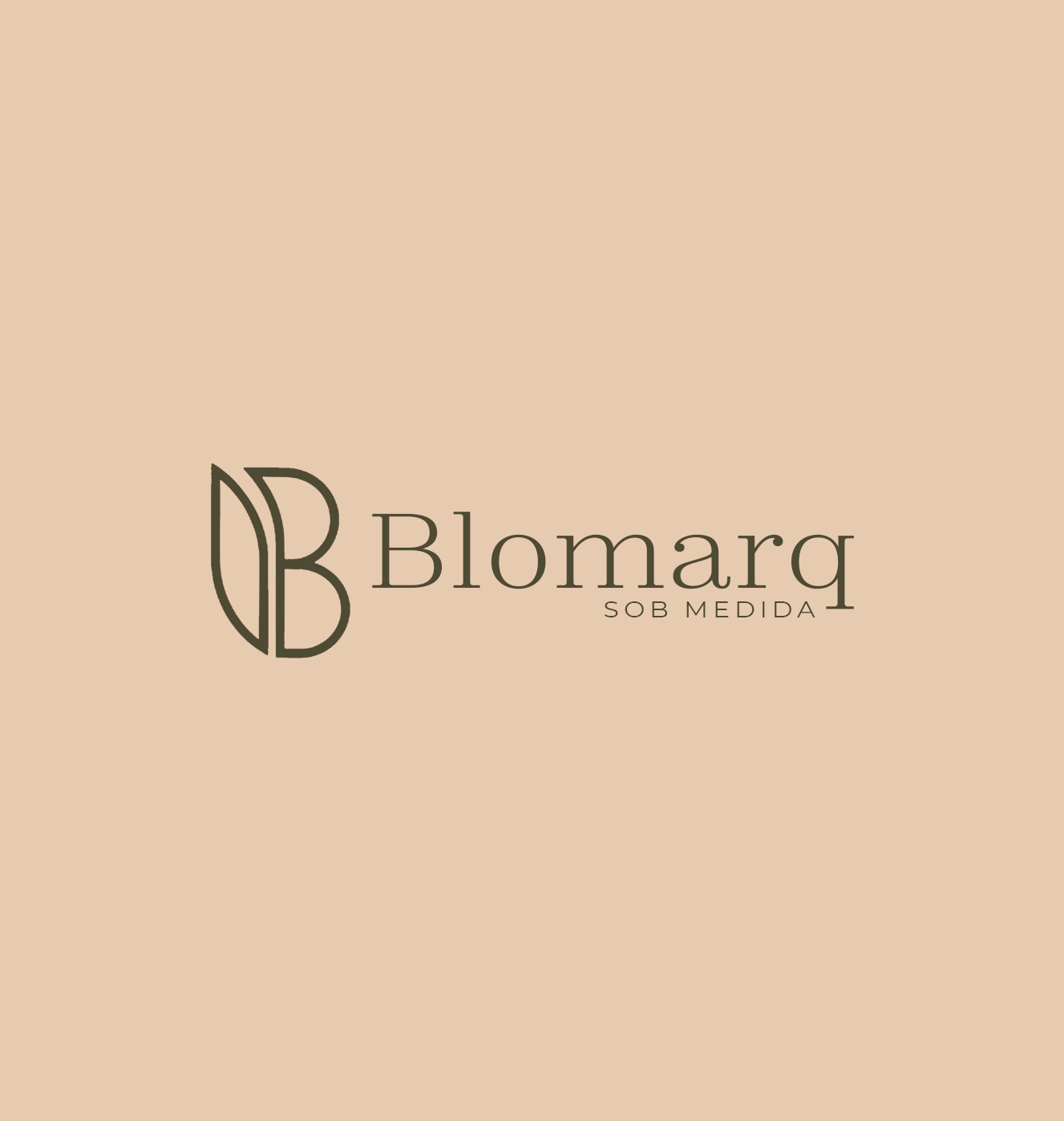 Logotipo completo da Blomarq Sob Medida sobre fundo bege claro